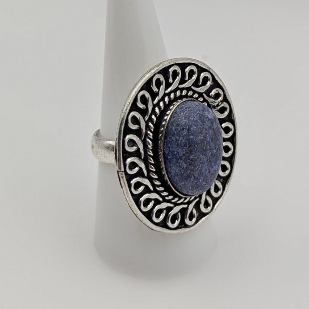 Blue Lapis Ring, Size 9 Statement Ring - image 3
